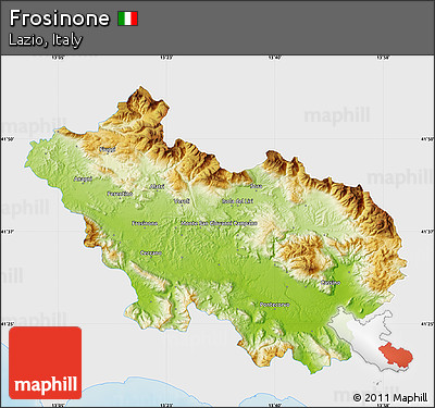 Physical Map of Frosinone, single color outside