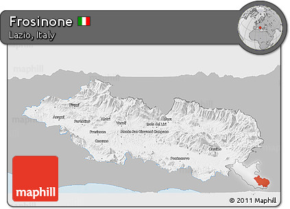 Gray Panoramic Map of Frosinone, single color outside