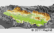 Physical Panoramic Map of Frosinone, darken, desaturated