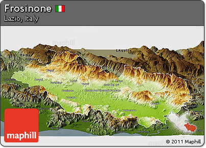 Physical Panoramic Map of Frosinone, darken