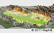 Physical Panoramic Map of Frosinone, darken, semi-desaturated