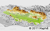 Physical Panoramic Map of Frosinone, lighten, desaturated
