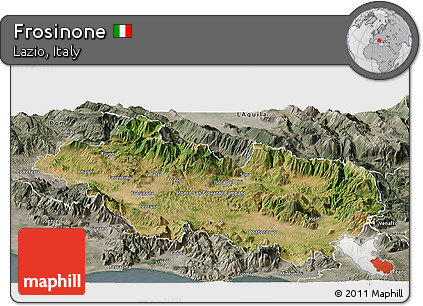 Satellite Panoramic Map of Frosinone, semi-desaturated