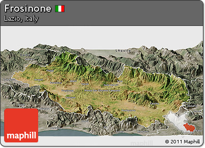 Satellite Panoramic Map of Frosinone, semi-desaturated