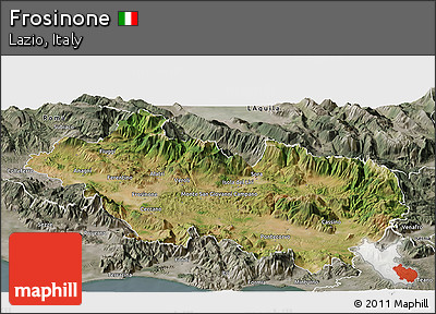Satellite Panoramic Map of Frosinone, semi-desaturated