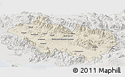 Shaded Relief Panoramic Map of Frosinone, lighten, semi-desaturated