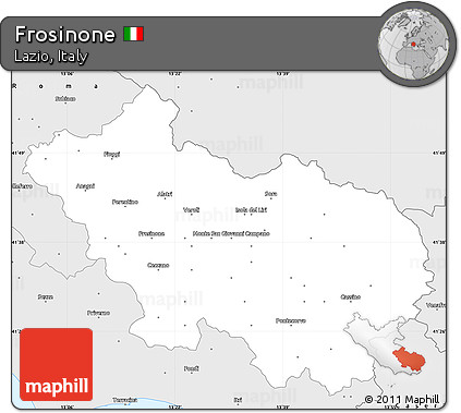 Silver Style Simple Map of Frosinone