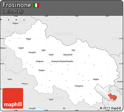 Silver Style Simple Map of Frosinone