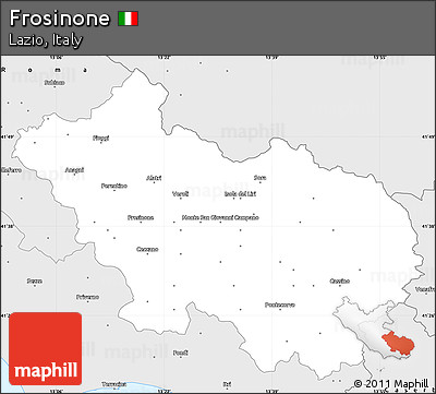 Silver Style Simple Map of Frosinone