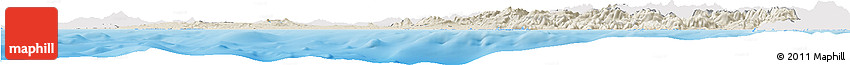 Shaded Relief Horizon Map of Lazio, single color outside