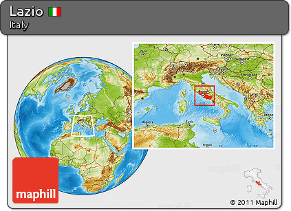 Physical Location Map of Lazio, within the entire country