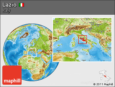 Physical Location Map of Lazio, within the entire country