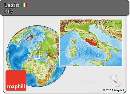 Physical Location Map of Lazio