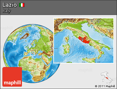 Physical Location Map of Lazio