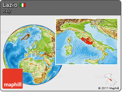 Physical Location Map of Lazio