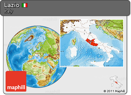 Physical Location Map of Lazio, highlighted country