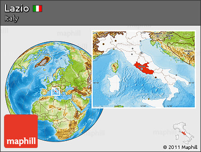 Physical Location Map of Lazio, highlighted country