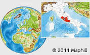 Physical Location Map of Lazio, highlighted country