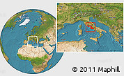 Satellite Location Map of Lazio, within the entire country