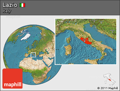 Satellite Location Map of Lazio