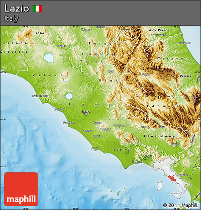 Physical Map of Lazio