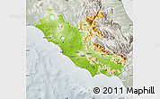 Physical Map of Lazio, lighten, semi-desaturated