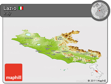 Physical Panoramic Map of Lazio, cropped outside