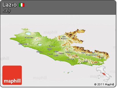 Physical Panoramic Map of Lazio, cropped outside