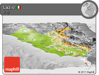 Physical Panoramic Map of Lazio, desaturated