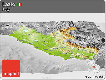 Physical Panoramic Map of Lazio, desaturated