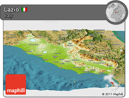 Physical Panoramic Map of Lazio, satellite outside