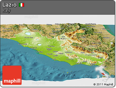 Physical Panoramic Map of Lazio, satellite outside