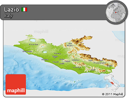 Physical Panoramic Map of Lazio, single color outside