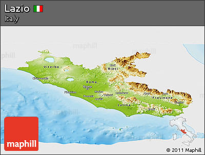 Physical Panoramic Map of Lazio, single color outside
