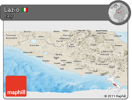Shaded Relief Panoramic Map of Lazio