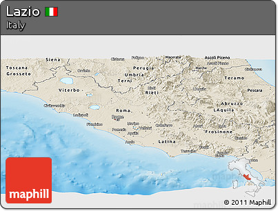 Shaded Relief Panoramic Map of Lazio