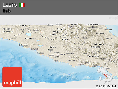 Shaded Relief Panoramic Map of Lazio