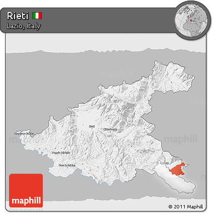 Gray 3D Map of Rieti, single color outside