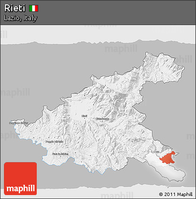 Gray 3D Map of Rieti, single color outside