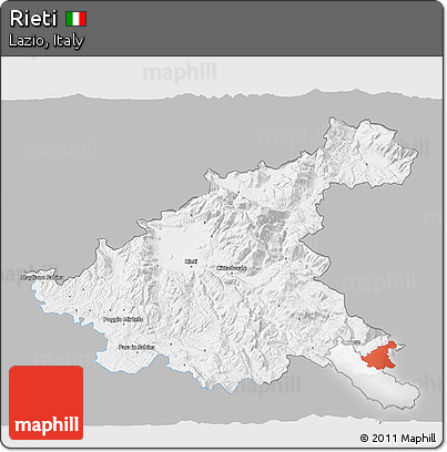 Gray 3D Map of Rieti, single color outside