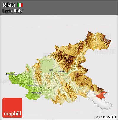 Physical 3D Map of Rieti, cropped outside