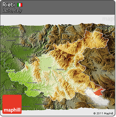 Physical 3D Map of Rieti, darken