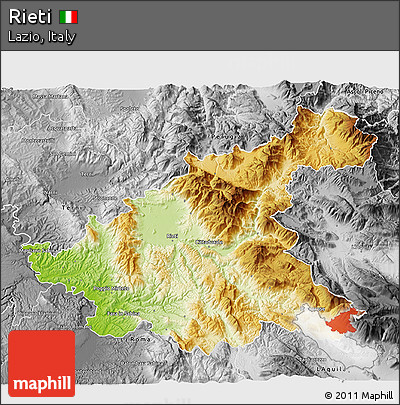 Physical 3D Map of Rieti, desaturated