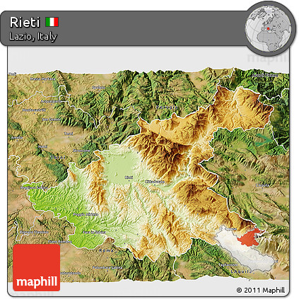 Physical 3D Map of Rieti, satellite outside