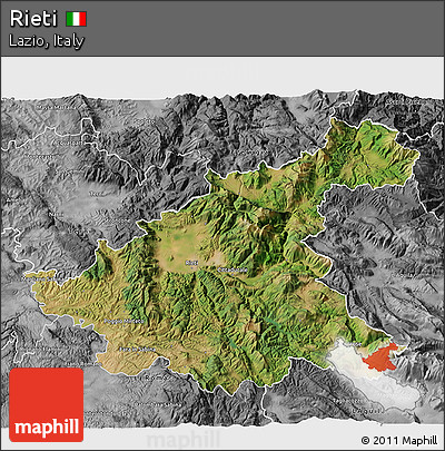 Satellite 3D Map of Rieti, desaturated