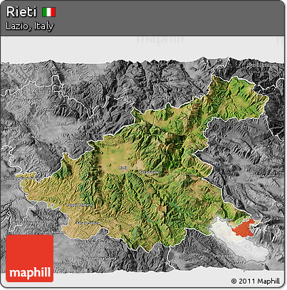 Satellite 3D Map of Rieti, desaturated