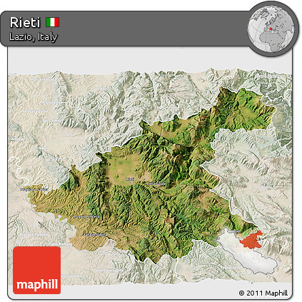 Satellite 3D Map of Rieti, lighten