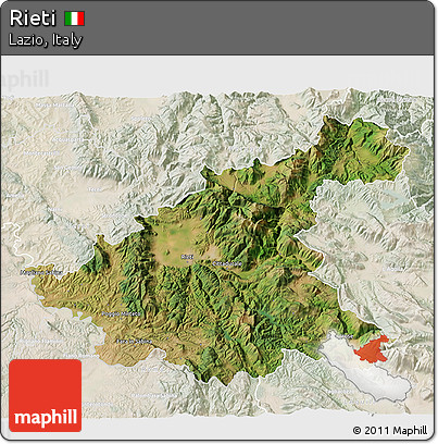 Satellite 3D Map of Rieti, lighten