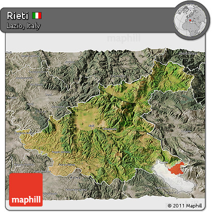 Satellite 3D Map of Rieti, semi-desaturated
