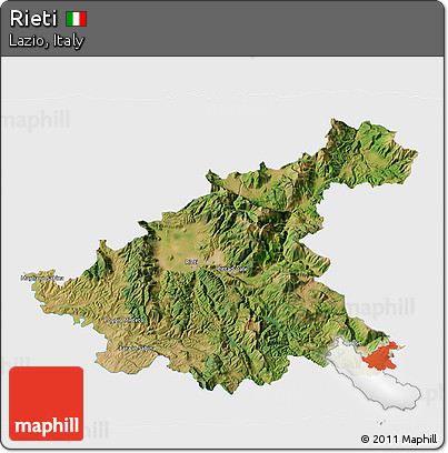 Satellite 3D Map of Rieti, single color outside